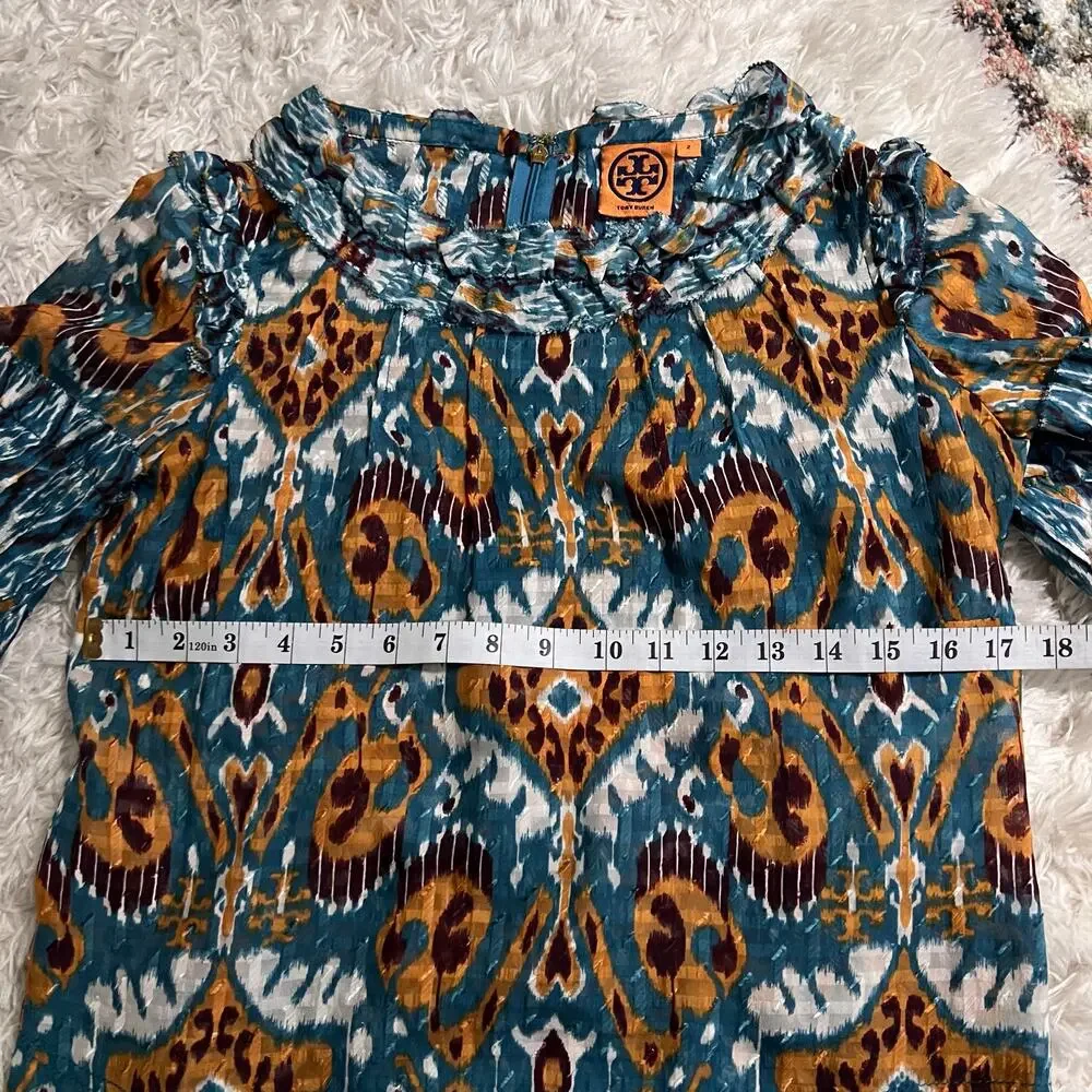 Tory Burch Multicolor Patterned Silk Blend Blouse Size 2